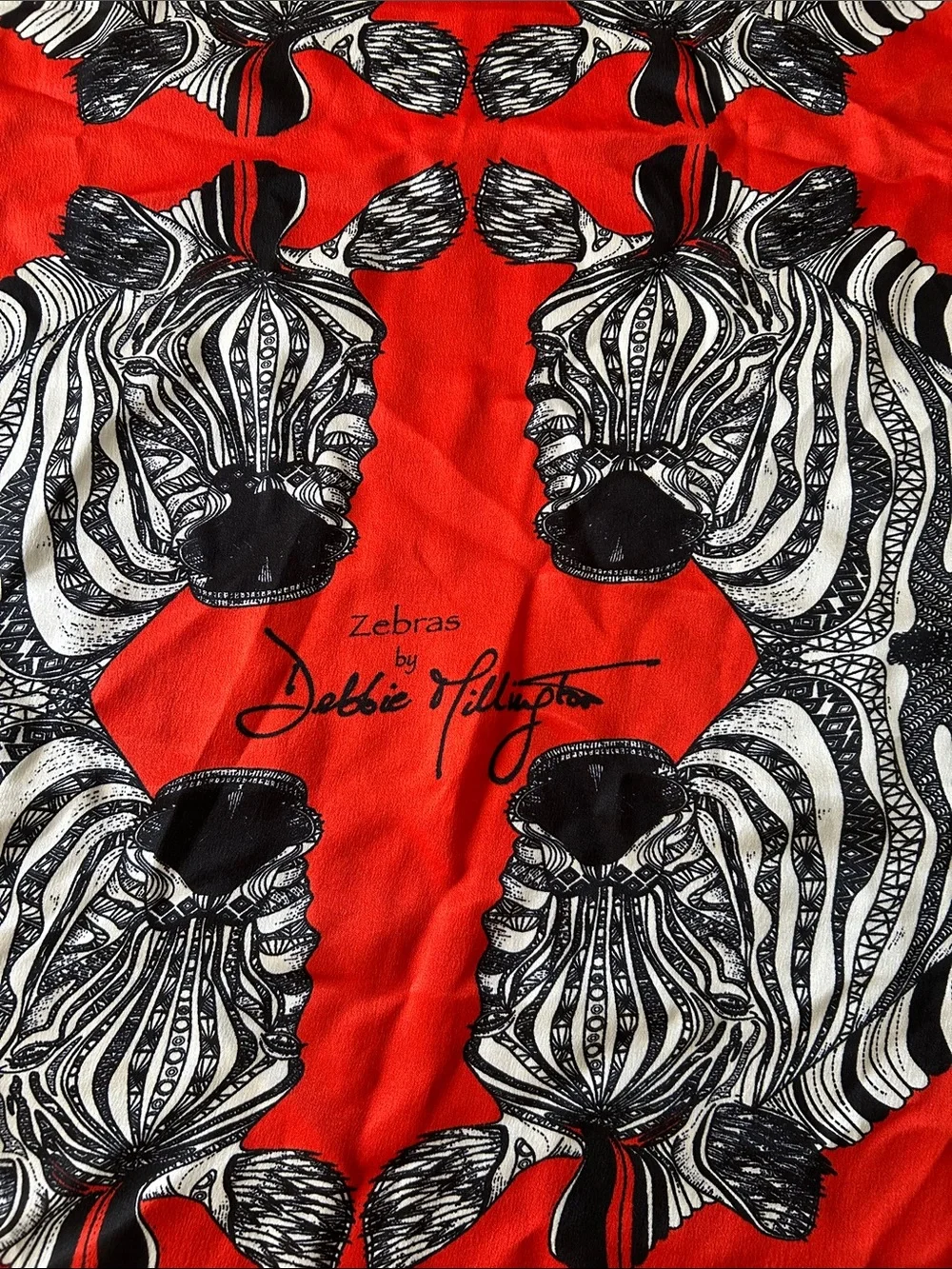 Red Zebra Print Silk-Feel Scarf by